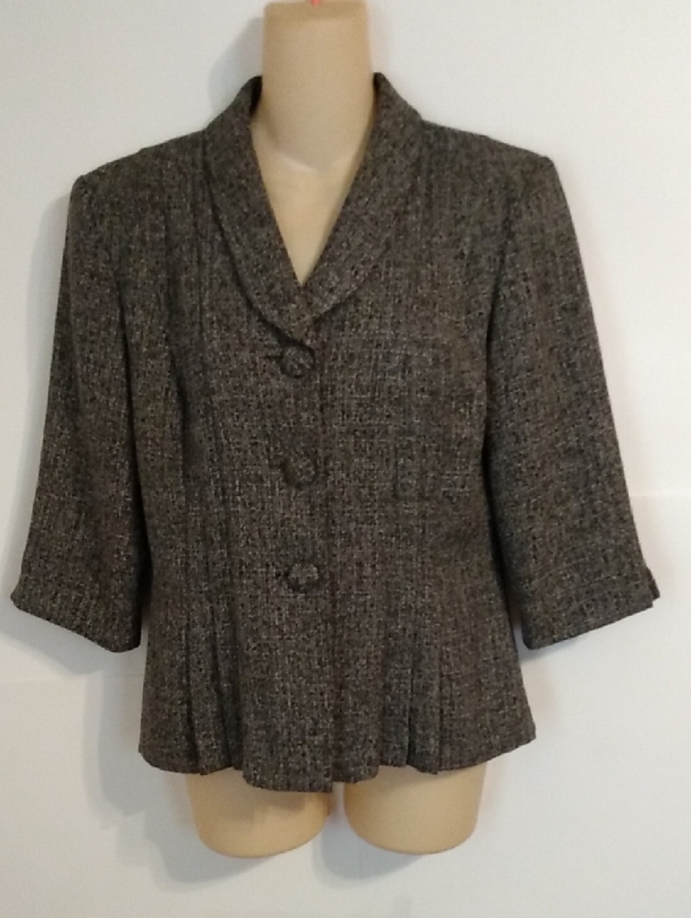 Tweed Black Grey Pleated Short Sleeve Blazer Maximalists Mobwife